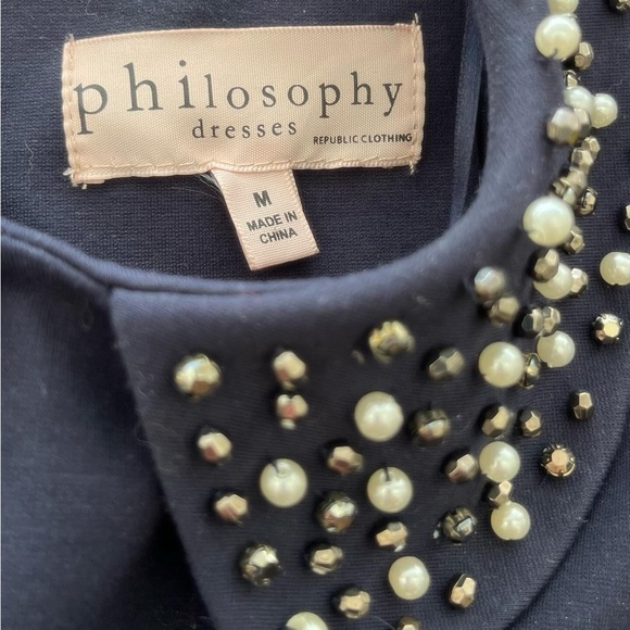 PHILOSOPHY navy knit shift with jewel collar NWOT - Picture 6 of 6